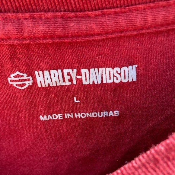Women's Harley Davidson x Wounded Warrior T-Shirt Red L Crew Motorcycle Biker - Picture 3 of 13
